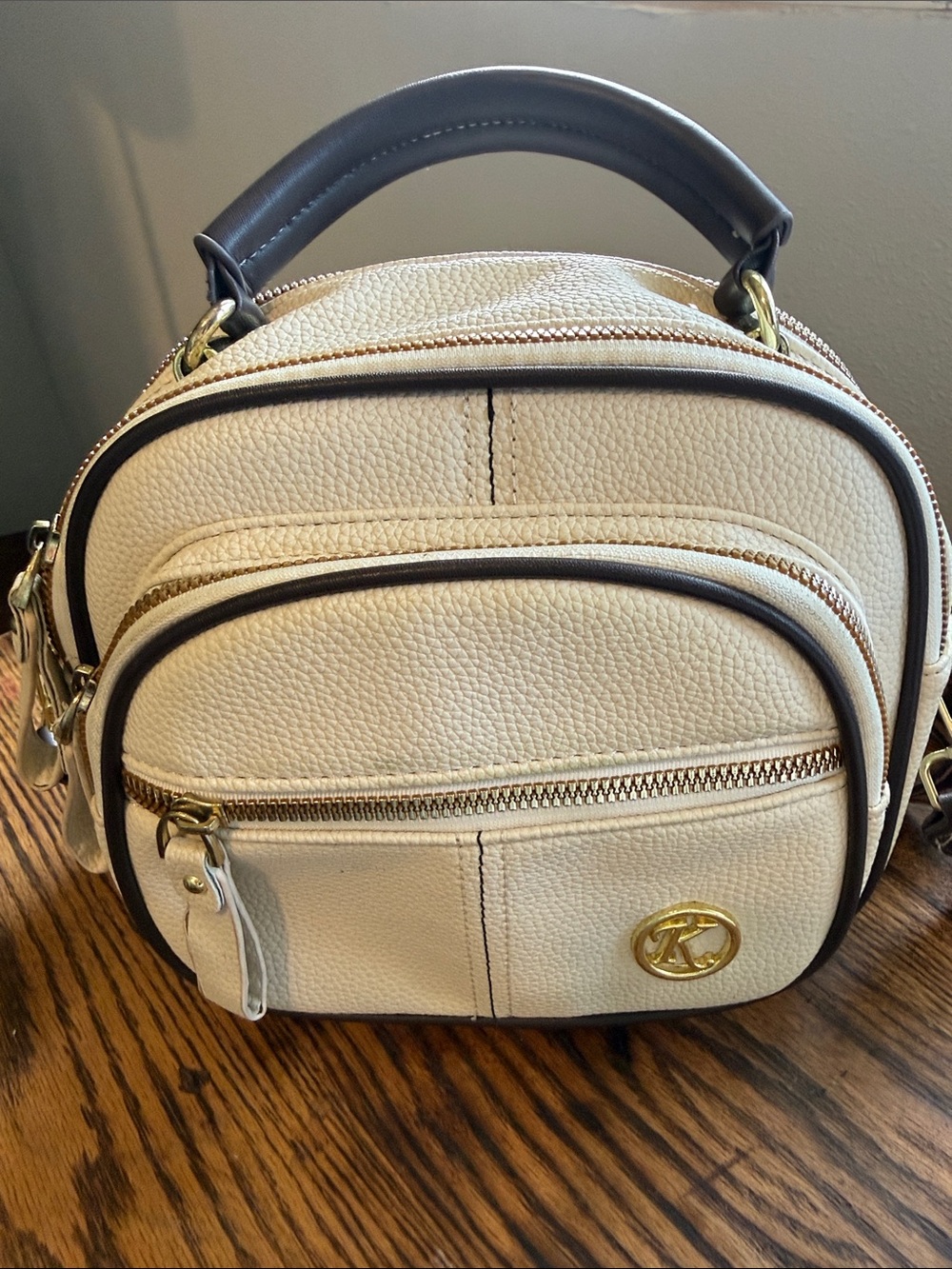Classic Cream Crossbody Satchel with Top Handle